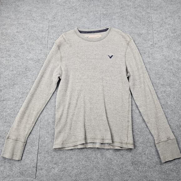 Vintage American Eagle Thermal Shirt Mens Large Y2K Gray Waffle Knit Layering - Picture 1 of 7